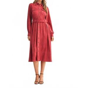 NEW &MERCI suede shirt dress in dusty berry